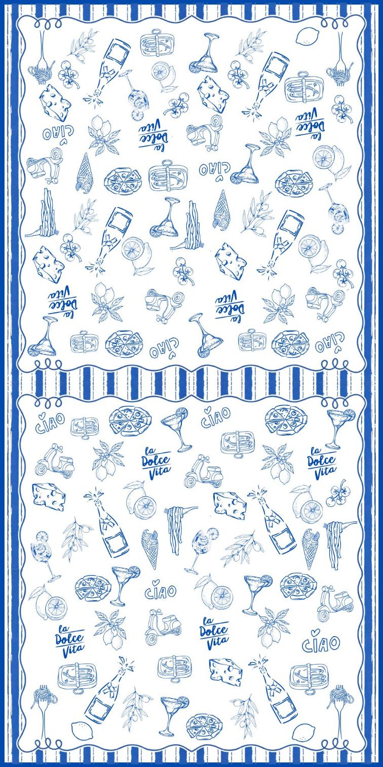 Italy Blue Skinny Napkins (Pack of 25)