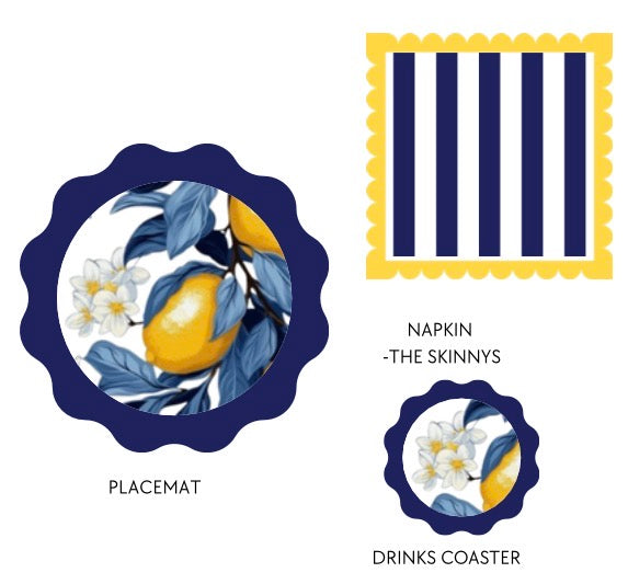 Lemon Blossom Luxury Drinks Coasters (Pack of 12)