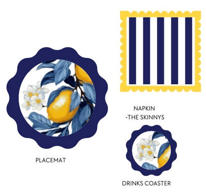 Lemon Blossom Luxury Drinks Coasters (Pack of 12)