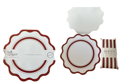 Scalloped Blue Paper Placemats (Pad of 24)