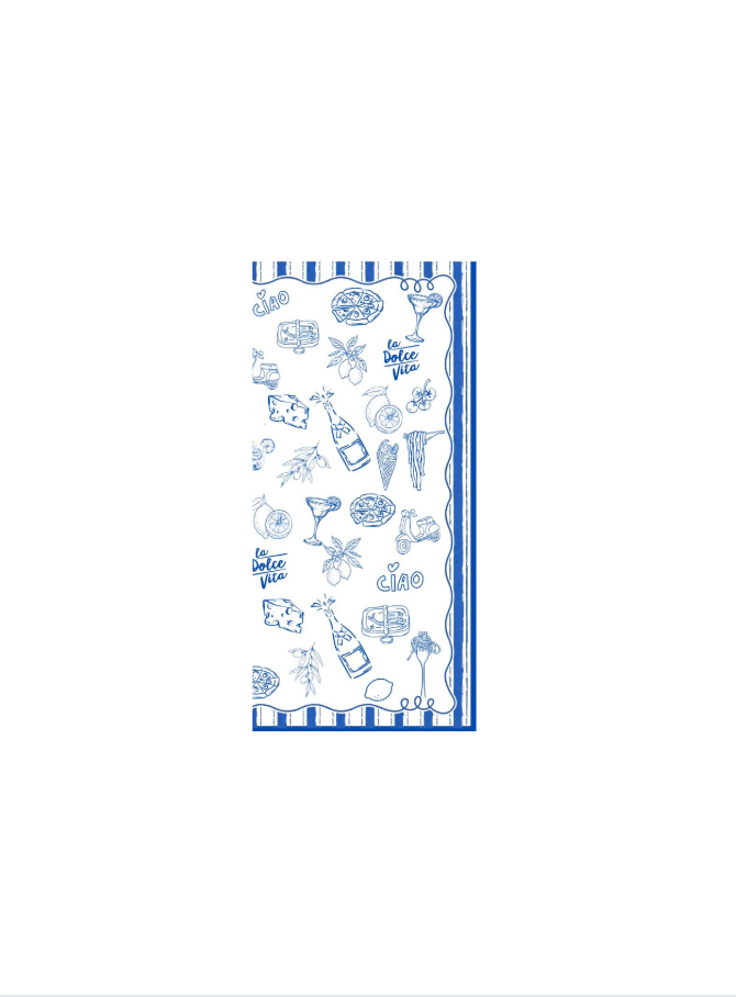 Italy Blue Skinny Napkins (Pack of 25)