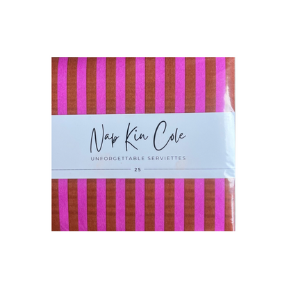 Stripe - Pink &amp; Orange-  Grande Napkins (Pack of 25)