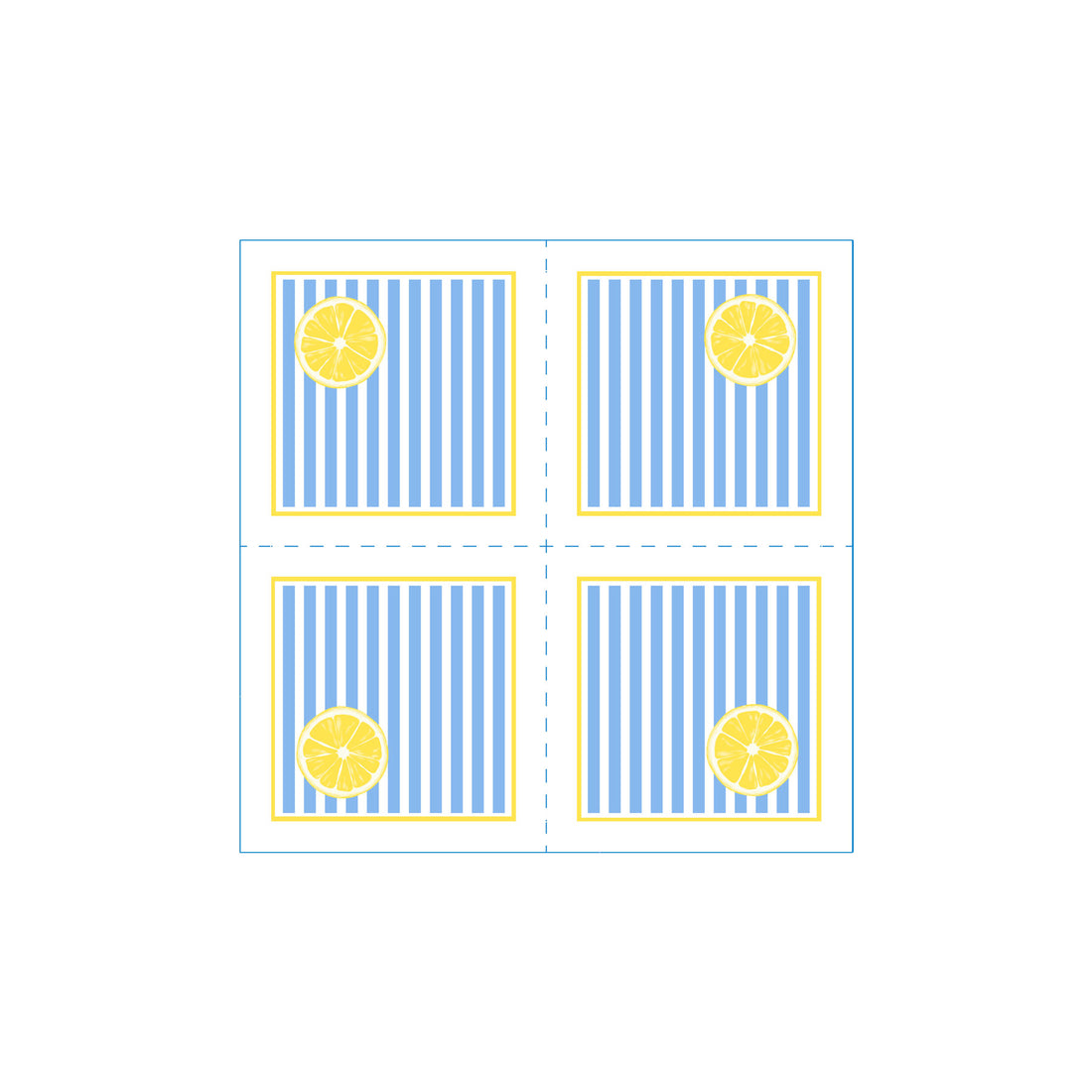 Citrus Stripe Lemon  Cocktail Napkins (Pack of 25)