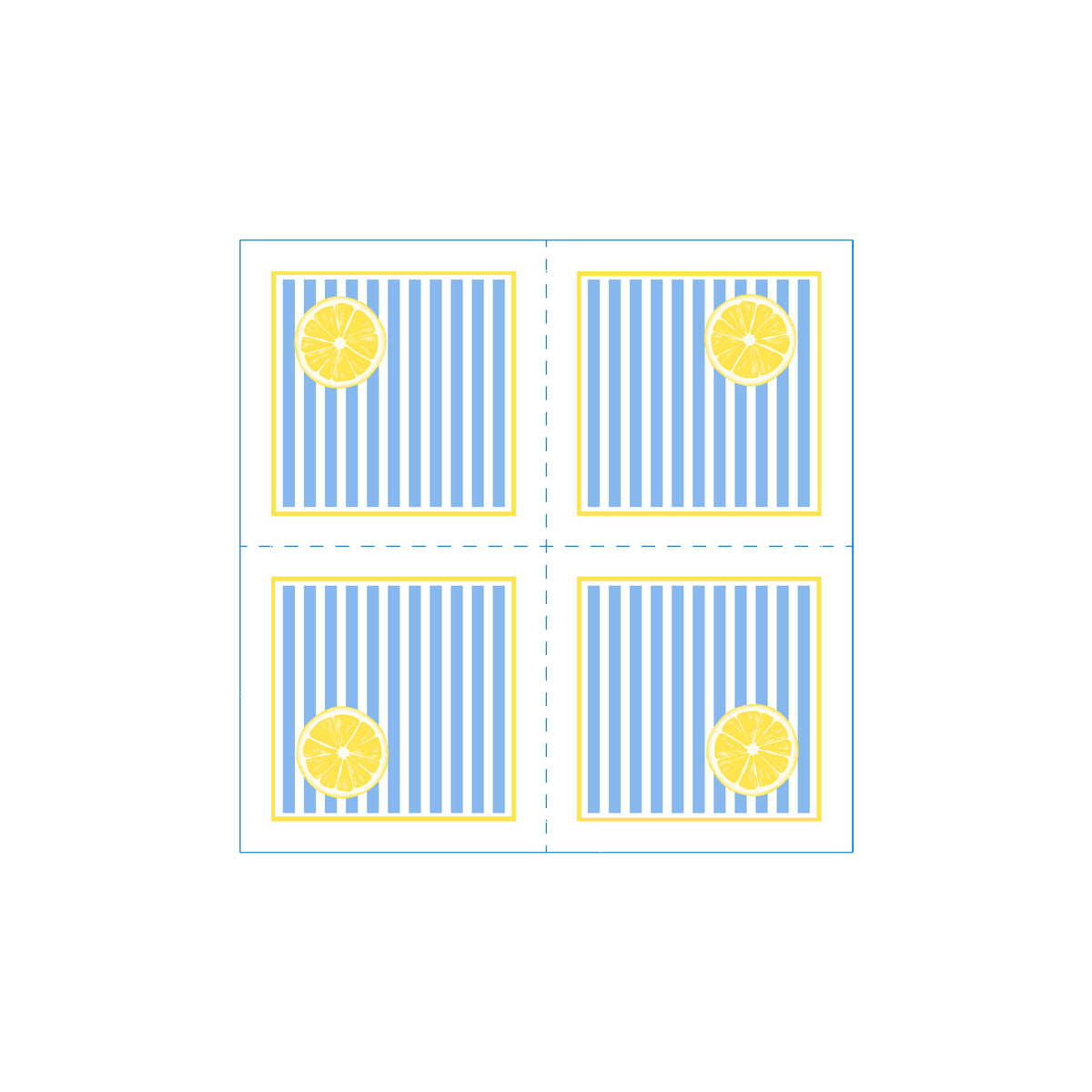 Citrus Stripe Lemon  Cocktail Napkins (Pack of 25)