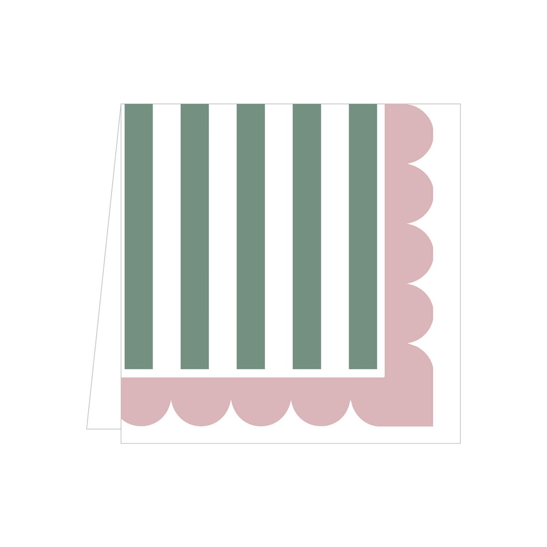 Scallop &amp; Stripe - Pink &amp; Sage Napkins (Pack of 25)